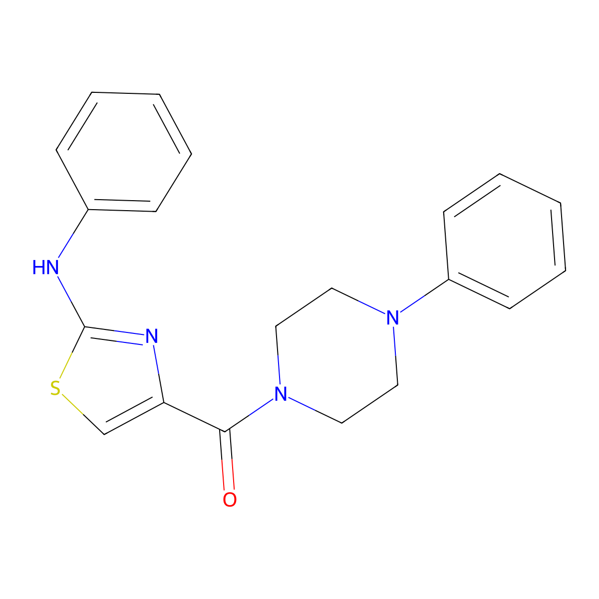 (2-(Phenylamino)thiazol-4-yl)(4-phenylpiperazin-1-yl)methanone molecular structure, CAS 1105228-33-8