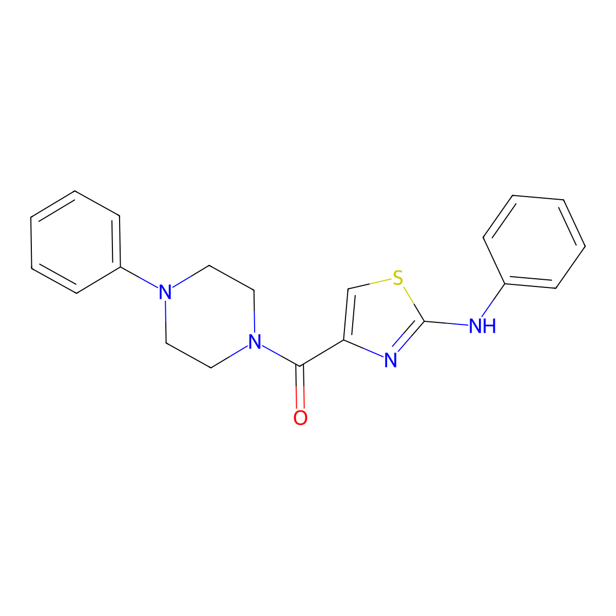 (2-(Phenylamino)thiazol-4-yl)(4-phenylpiperazin-1-yl)methanone molecular structure, CAS 1105228-33-8