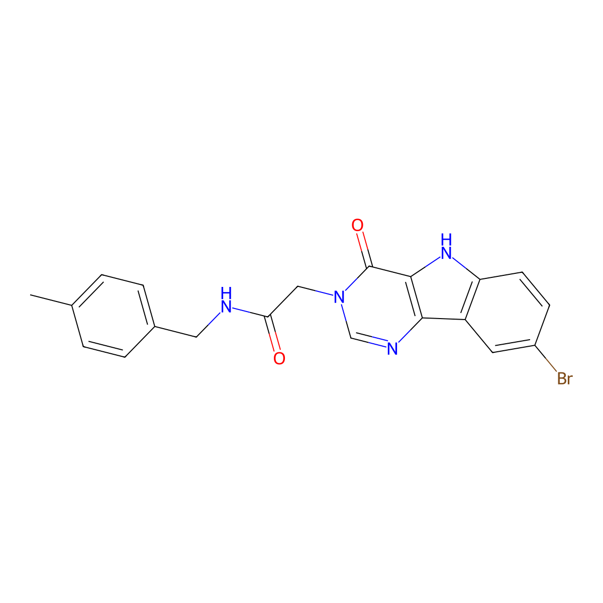 2-(8-bromo-4-oxo-4,5-dihydro-3H-pyrimido[5,4-b]indol-3-yl)-N-(4-methylbenzyl)acetamide molecular structure, CAS 1105228-36-1