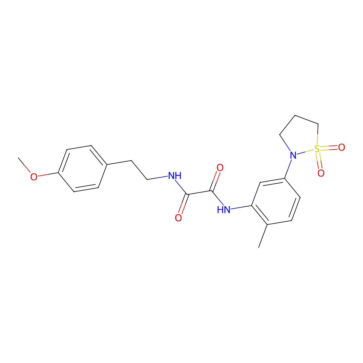 N1-(5-(1,1-dioxidoisothiazolidin-2-yl)-2-methylphenyl)-N2-(4-methoxyphenethyl)oxalamide molecular structure, CAS 1105228-38-3
