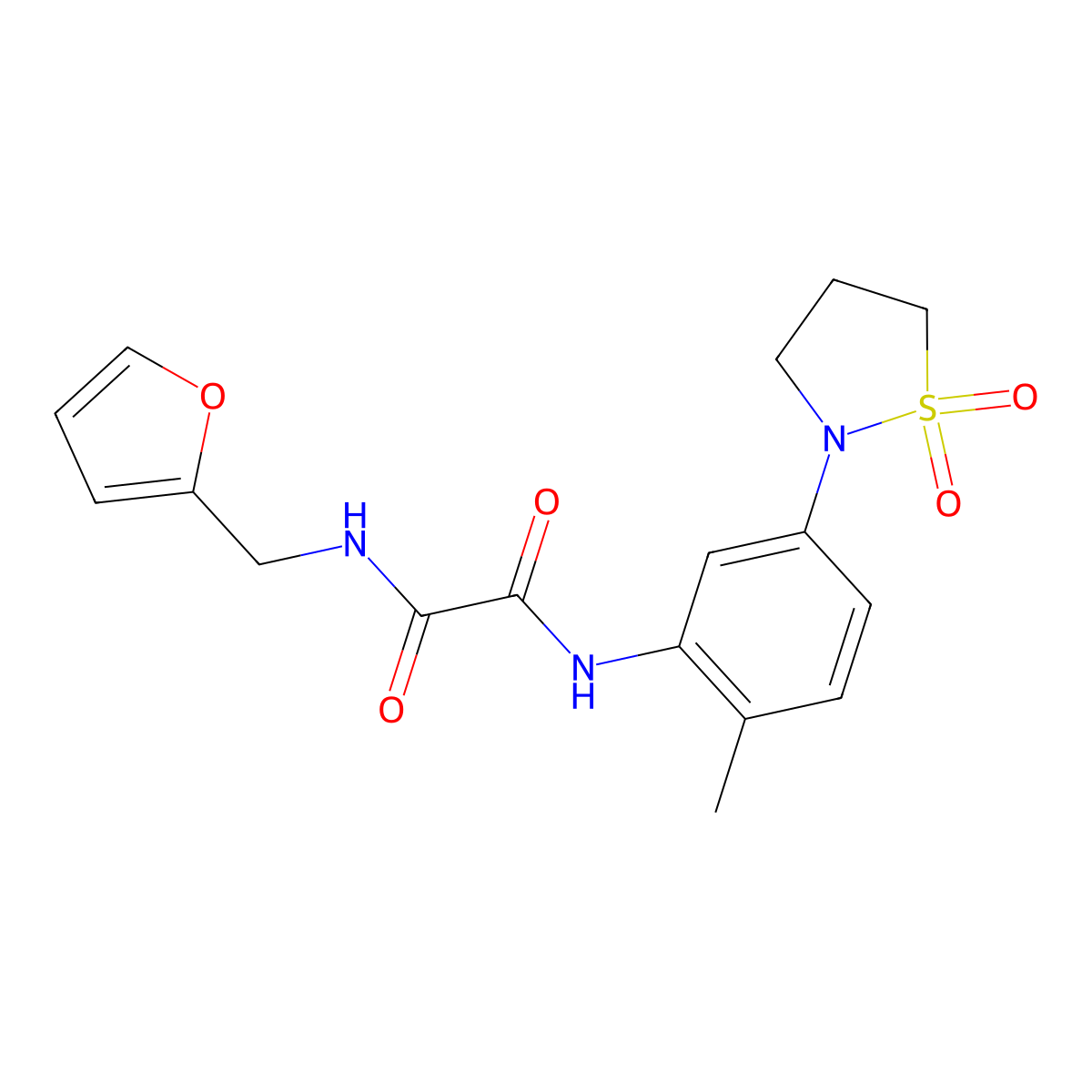 N1-(5-(1,1-dioxidoisothiazolidin-2-yl)-2-methylphenyl)-N2-(furan-2-ylmethyl)oxalamide molecular structure, CAS 1105228-46-3