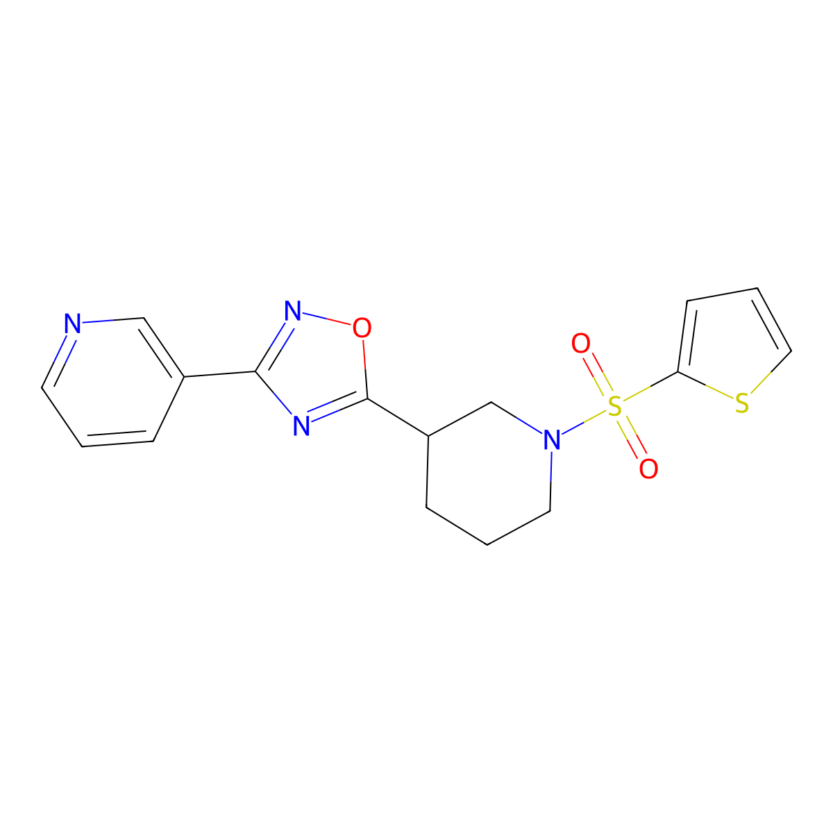 3-{5-[1-(Thiophene-2-sulfonyl)piperidin-3-yl]-1,2,4-oxadiazol-3-yl}pyridine molecular structure, CAS 1105228-50-9