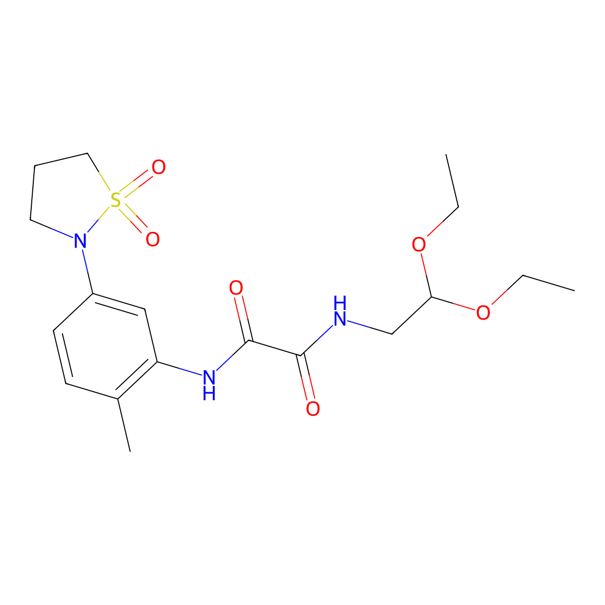 N1-(2,2-diethoxyethyl)-N2-(5-(1,1-dioxidoisothiazolidin-2-yl)-2-methylphenyl)oxalamide molecular structure, CAS 1105228-54-3
