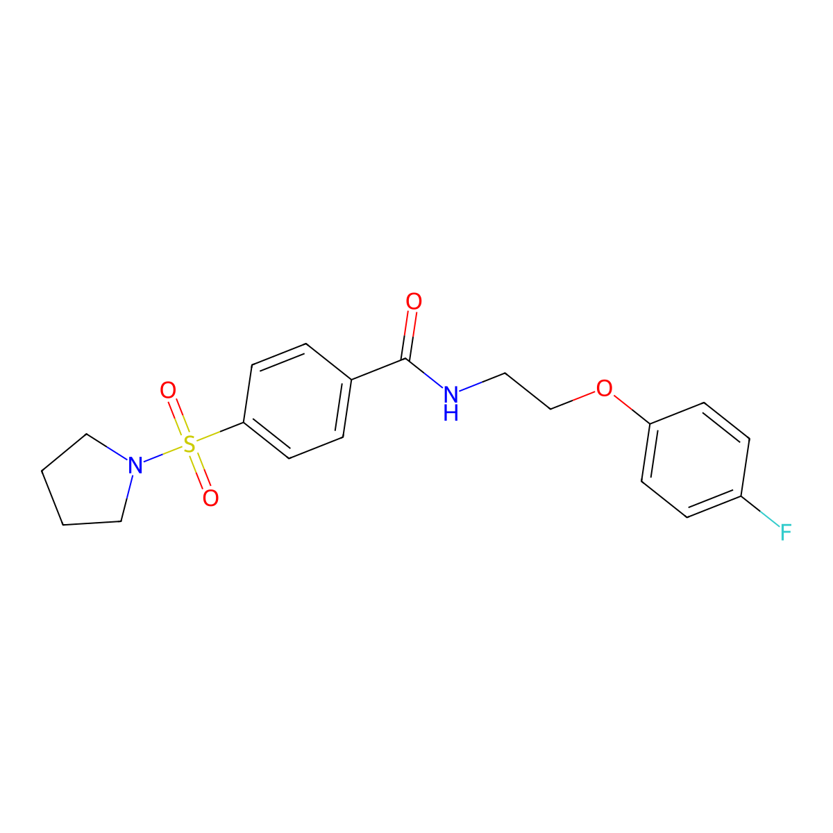 N-(2-(4-fluorophenoxy)ethyl)-4-(pyrrolidin-1-ylsulfonyl)benzamide molecular structure, CAS 1105228-55-4