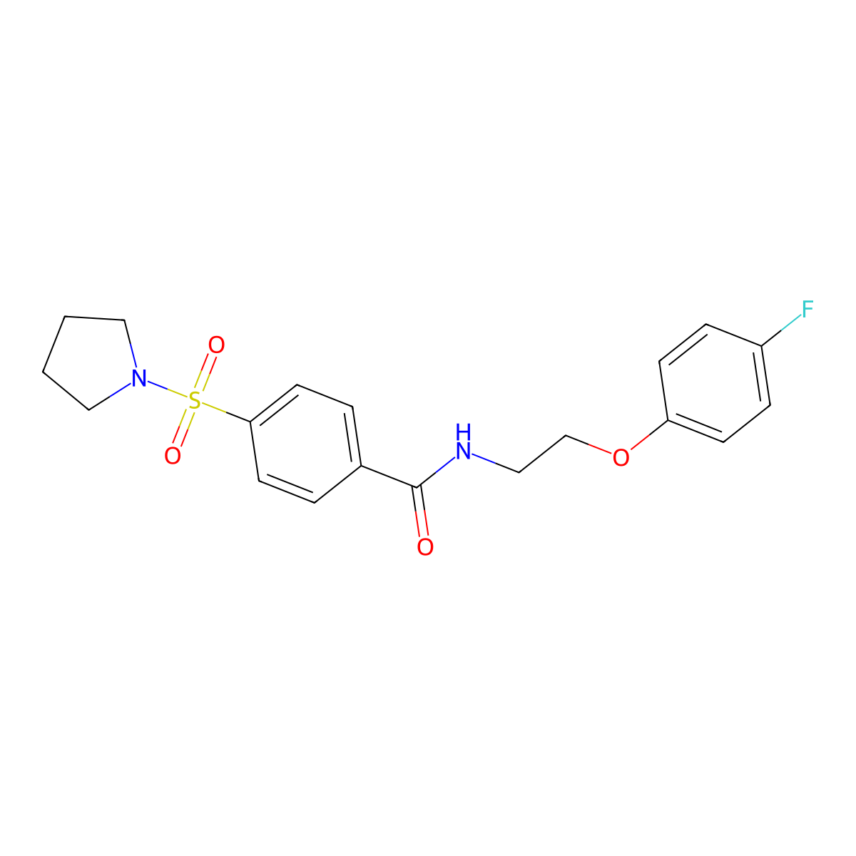 N-(2-(4-fluorophenoxy)ethyl)-4-(pyrrolidin-1-ylsulfonyl)benzamide molecular structure, CAS 1105228-55-4