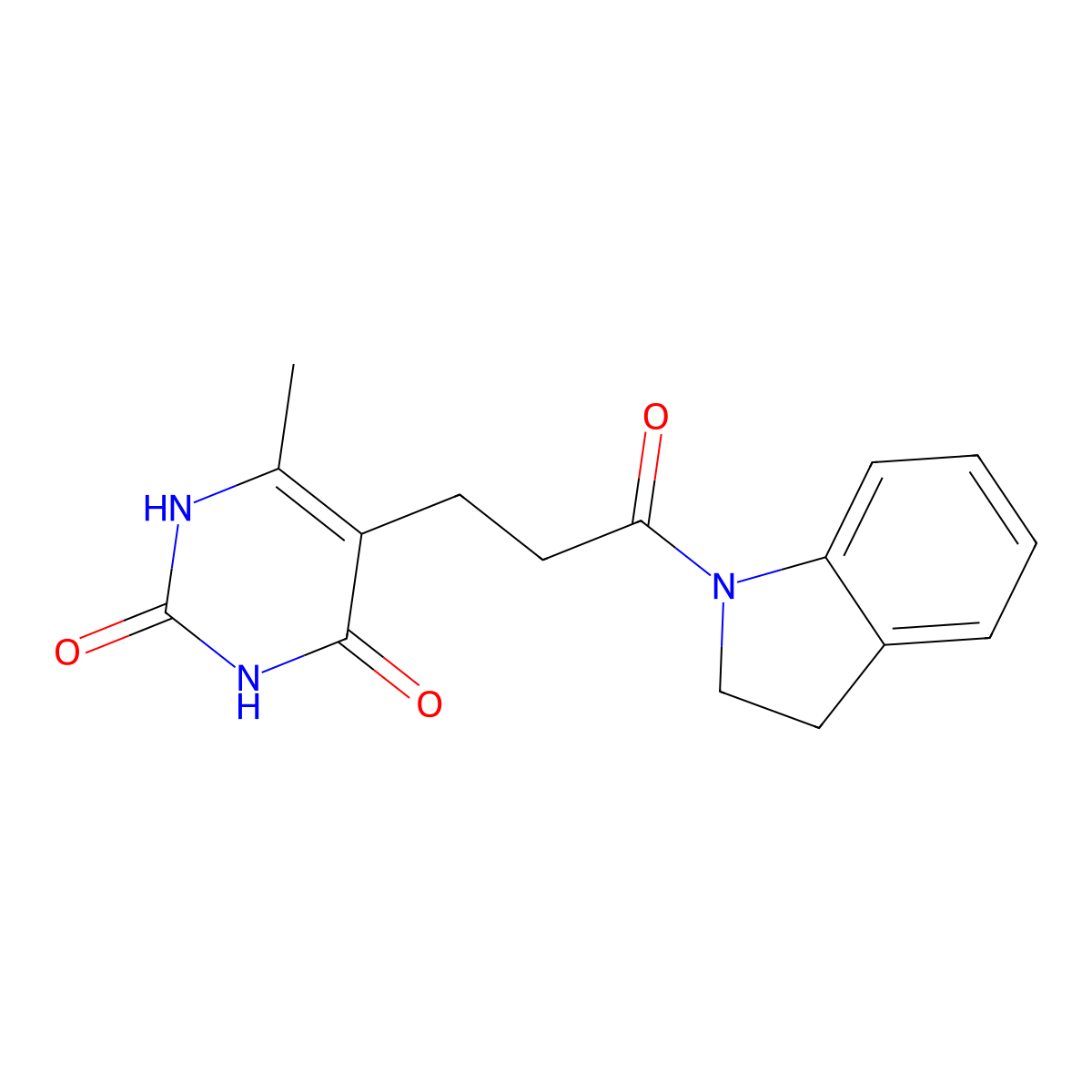 5-(3-(indolin-1-yl)-3-oxopropyl)-6-methylpyrimidine-2,4(1H,3H)-dione molecular structure, CAS 1105228-56-5