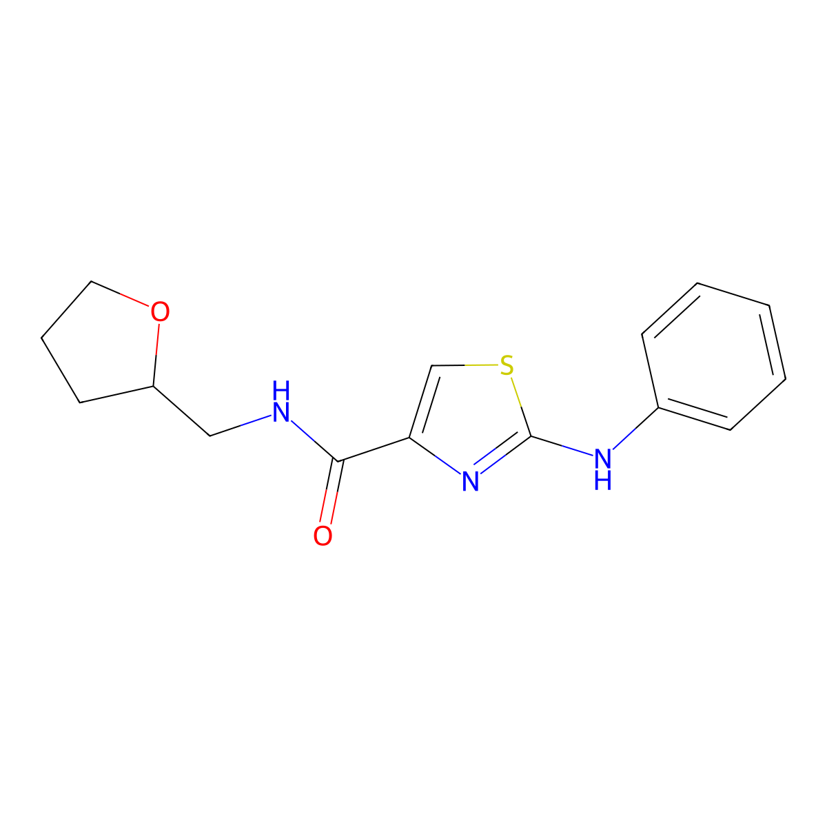 2-(phenylamino)-N-((tetrahydrofuran-2-yl)methyl)thiazole-4-carboxamide molecular structure, CAS 1105228-57-6