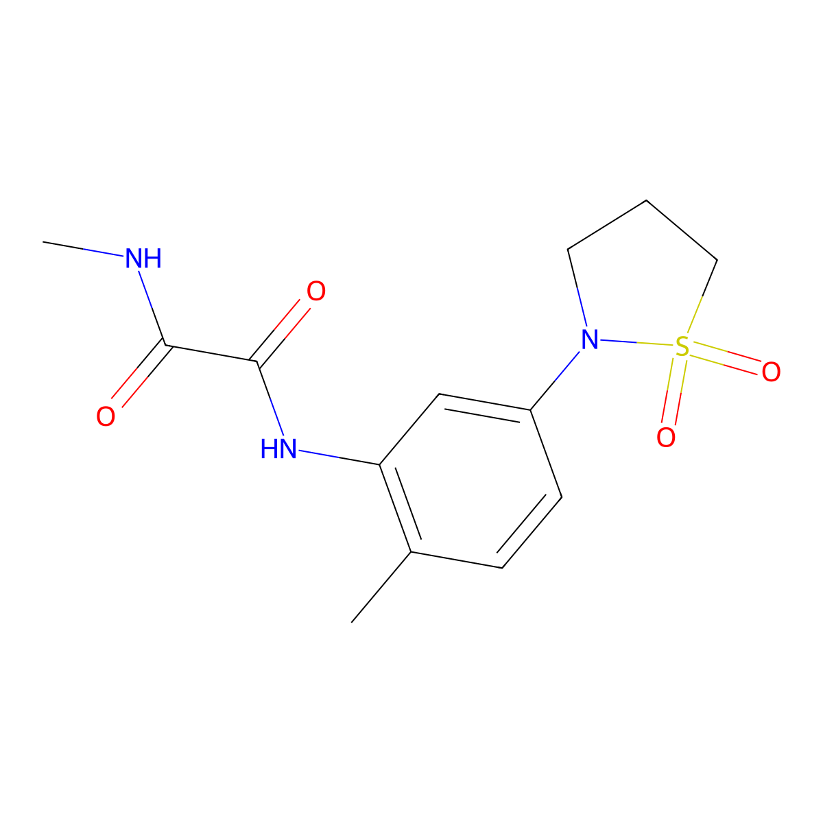 N1-(5-(1,1-dioxidoisothiazolidin-2-yl)-2-methylphenyl)-N2-methyloxalamide molecular structure, CAS 1105228-62-3