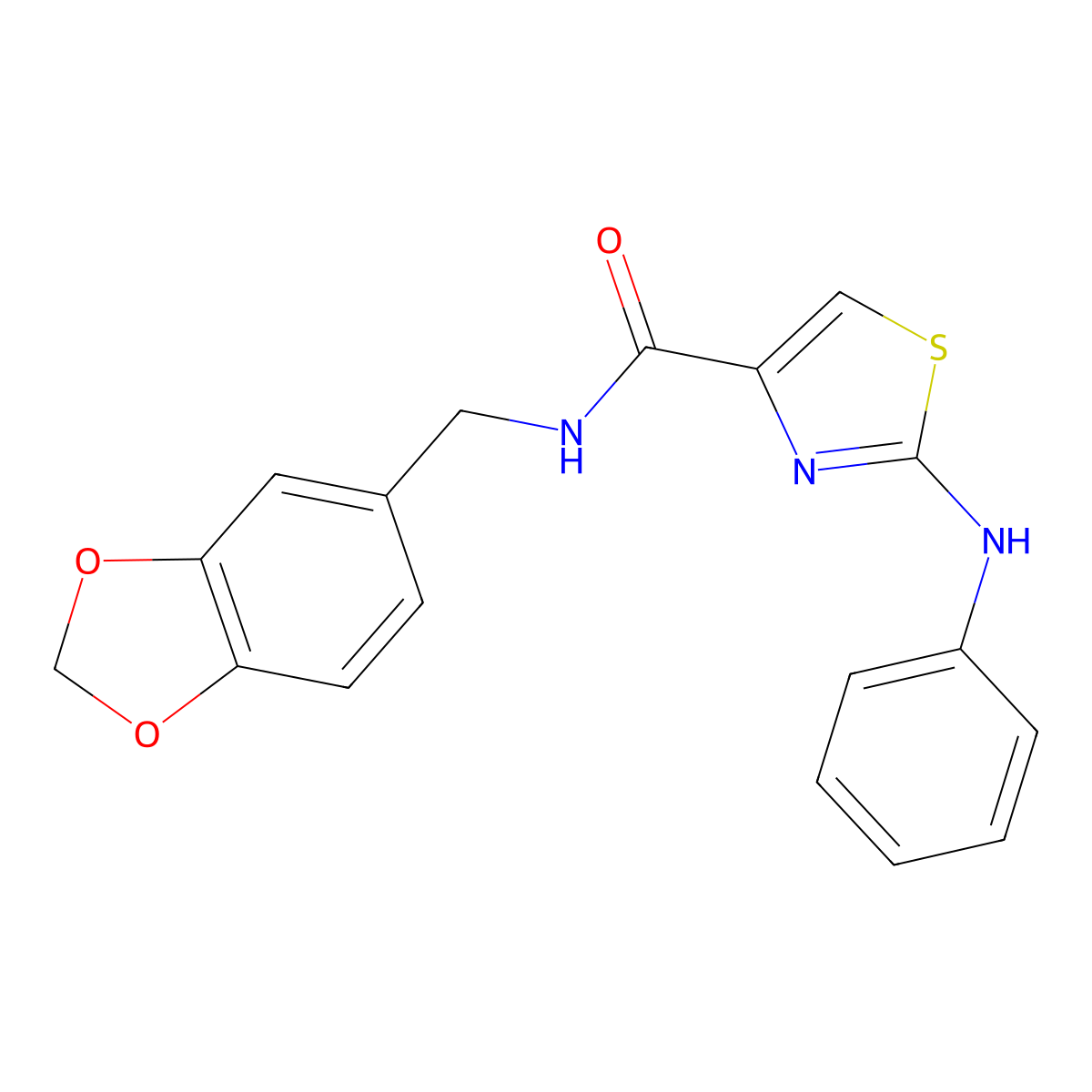 N-(benzo[d][1,3]dioxol-5-ylmethyl)-2-(phenylamino)thiazole-4-carboxamide molecular structure, CAS 1105228-65-6