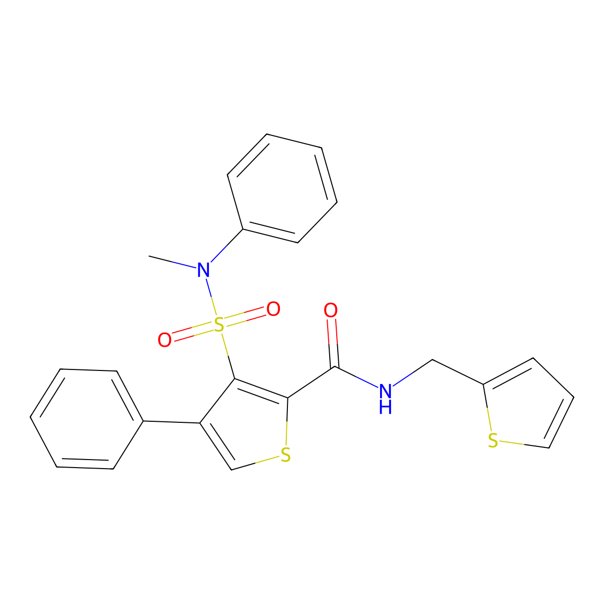 3-[methyl(phenyl)sulfamoyl]-4-phenyl-N-(thiophen-2-ylmethyl)thiophene-2-carboxamide molecular structure, CAS 1105228-66-7