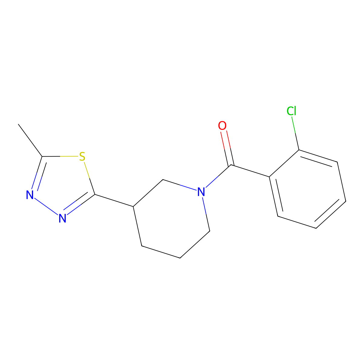 (2-Chlorophenyl)(3-(5-methyl-1,3,4-thiadiazol-2-yl)piperidin-1-yl)methanone molecular structure, CAS 1105228-69-0