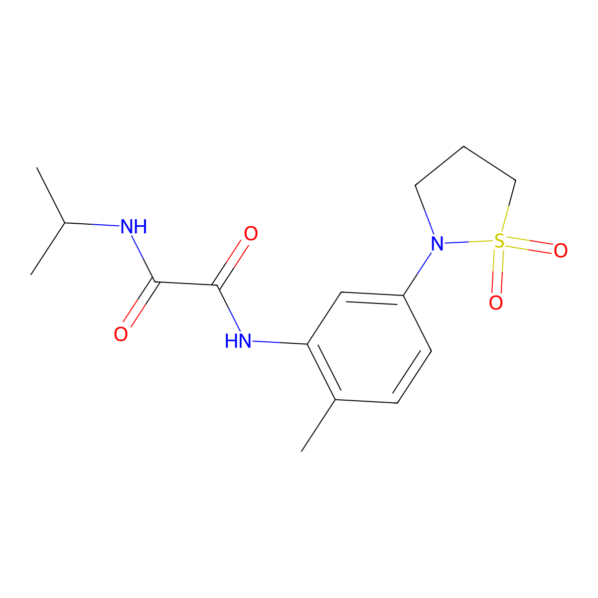 N-[5-(1,1-dioxo-1,2-thiazolidin-2-yl)-2-methylphenyl]-N'-propan-2-yloxamide molecular structure, CAS 1105228-70-3