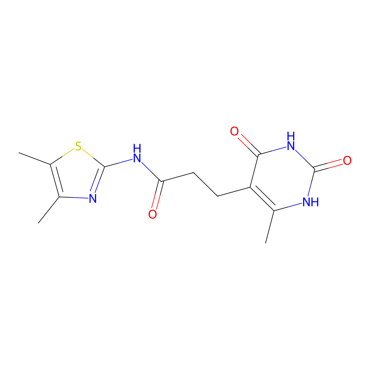 N-(4,5-dimethylthiazol-2-yl)-3-(6-methyl-2,4-dioxo-1,2,3,4-tetrahydropyrimidin-5-yl)propanamide molecular structure, CAS 1105228-72-5