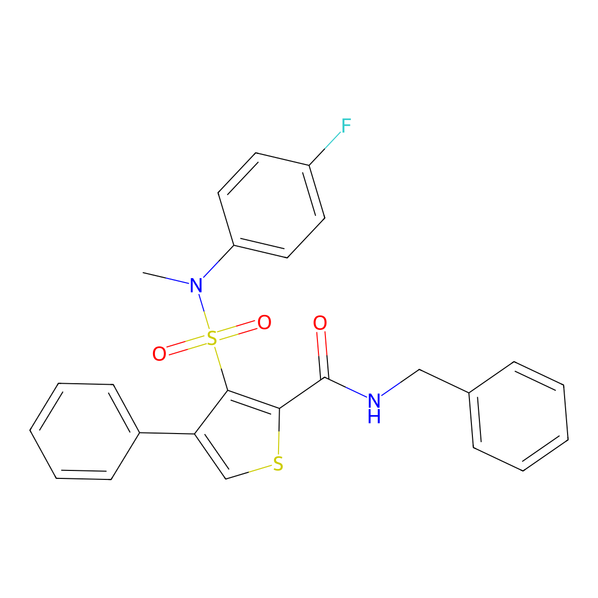 N-benzyl-3-[(4-fluorophenyl)(methyl)sulfamoyl]-4-phenylthiophene-2-carboxamide molecular structure, CAS 1105228-74-7