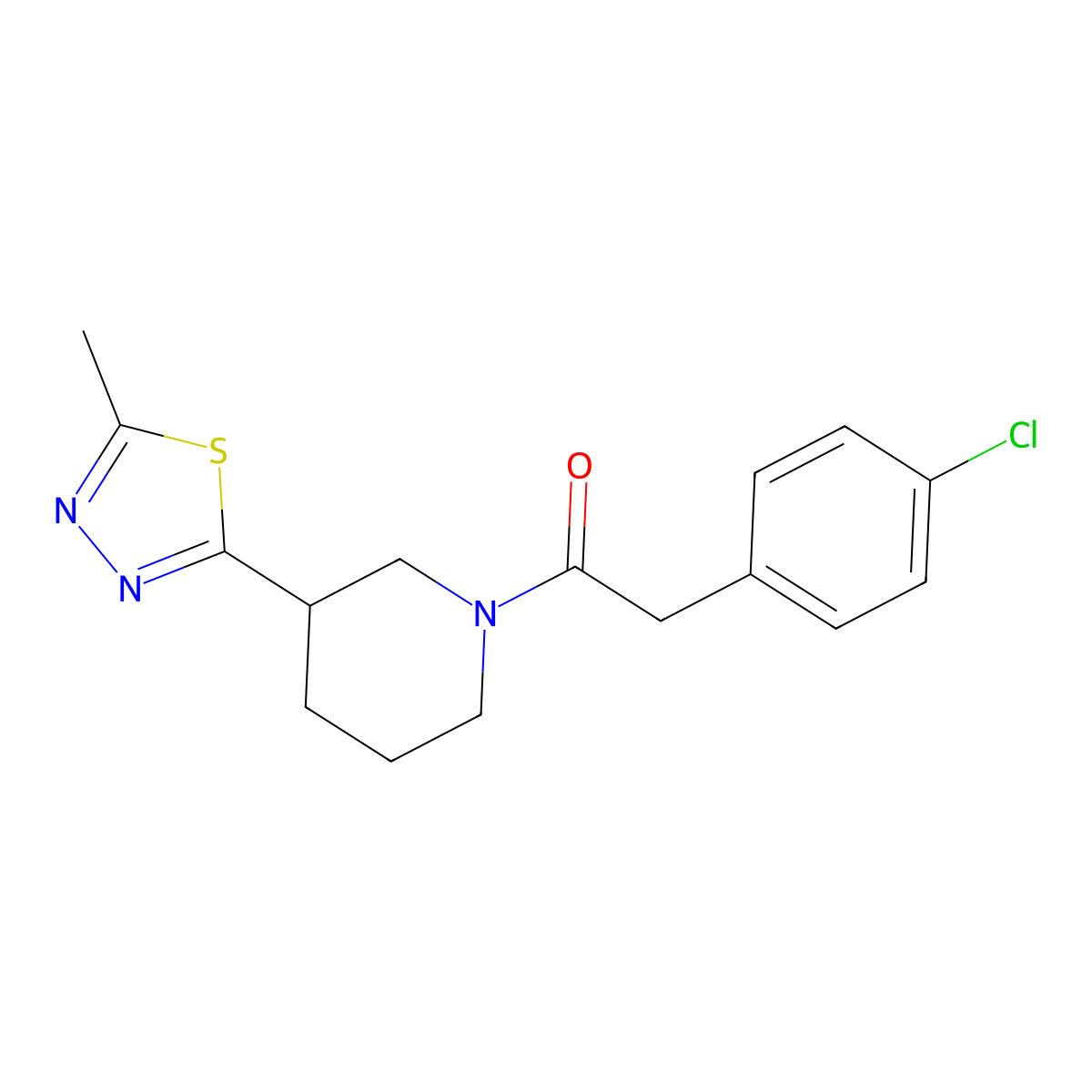 2-(4-Chlorophenyl)-1-(3-(5-methyl-1,3,4-thiadiazol-2-yl)piperidin-1-yl)ethanone molecular structure, CAS 1105228-77-0