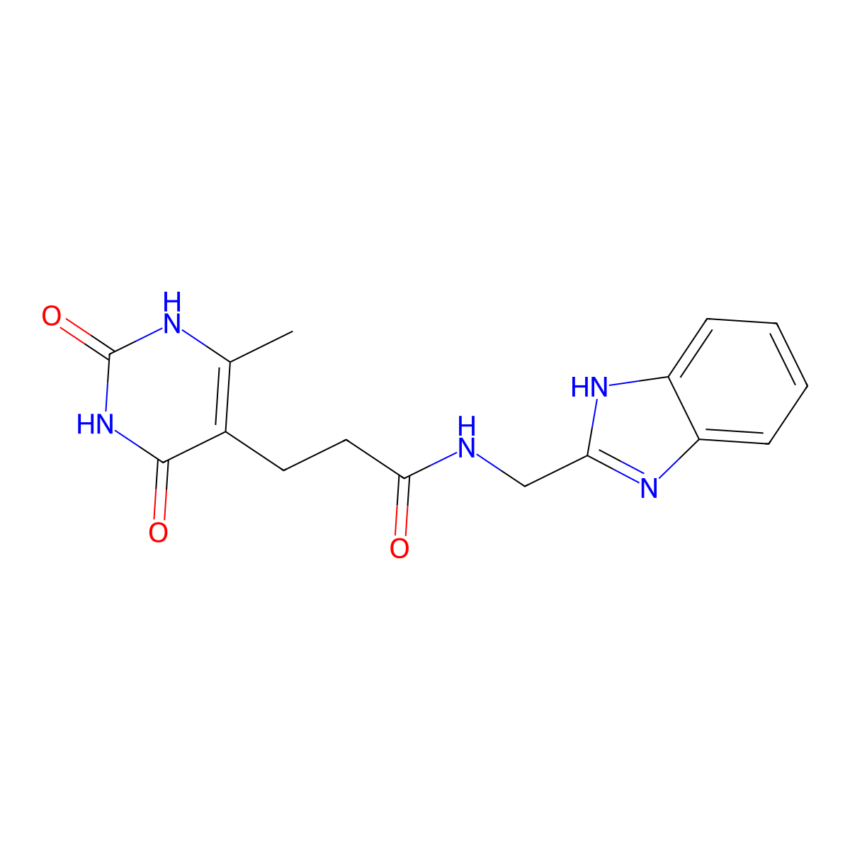 N-((1H-benzo[d]imidazol-2-yl)methyl)-3-(6-methyl-2,4-dioxo-1,2,3,4-tetrahydropyrimidin-5-yl)propanamide molecular structure, CAS 1105228-88-3