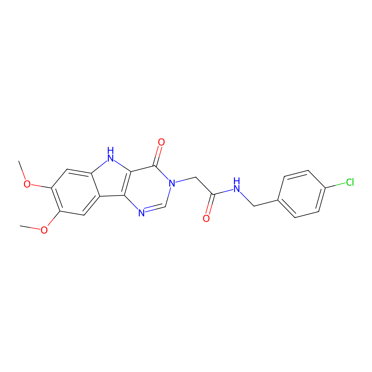 N-(4-chlorobenzyl)-2-(7,8-dimethoxy-4-oxo-4,5-dihydro-3H-pyrimido[5,4-b]indol-3-yl)acetamide molecular structure, CAS 1105228-90-7