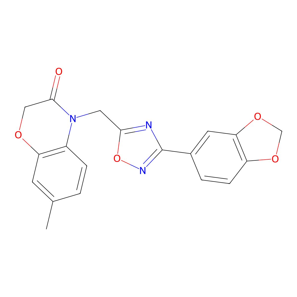 4-((3-(benzo[d][1,3]dioxol-5-yl)-1,2,4-oxadiazol-5-yl)methyl)-7-methyl-2H-benzo[b][1,4]oxazin-3(4H)-one molecular structure, CAS 1105228-92-9