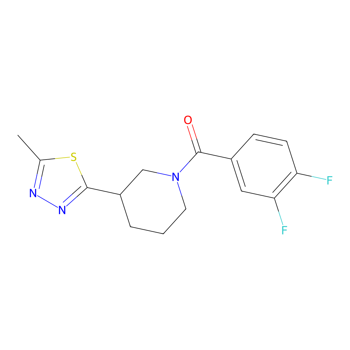 (3,4-Difluorophenyl)(3-(5-methyl-1,3,4-thiadiazol-2-yl)piperidin-1-yl)methanone molecular structure, CAS 1105228-93-0
