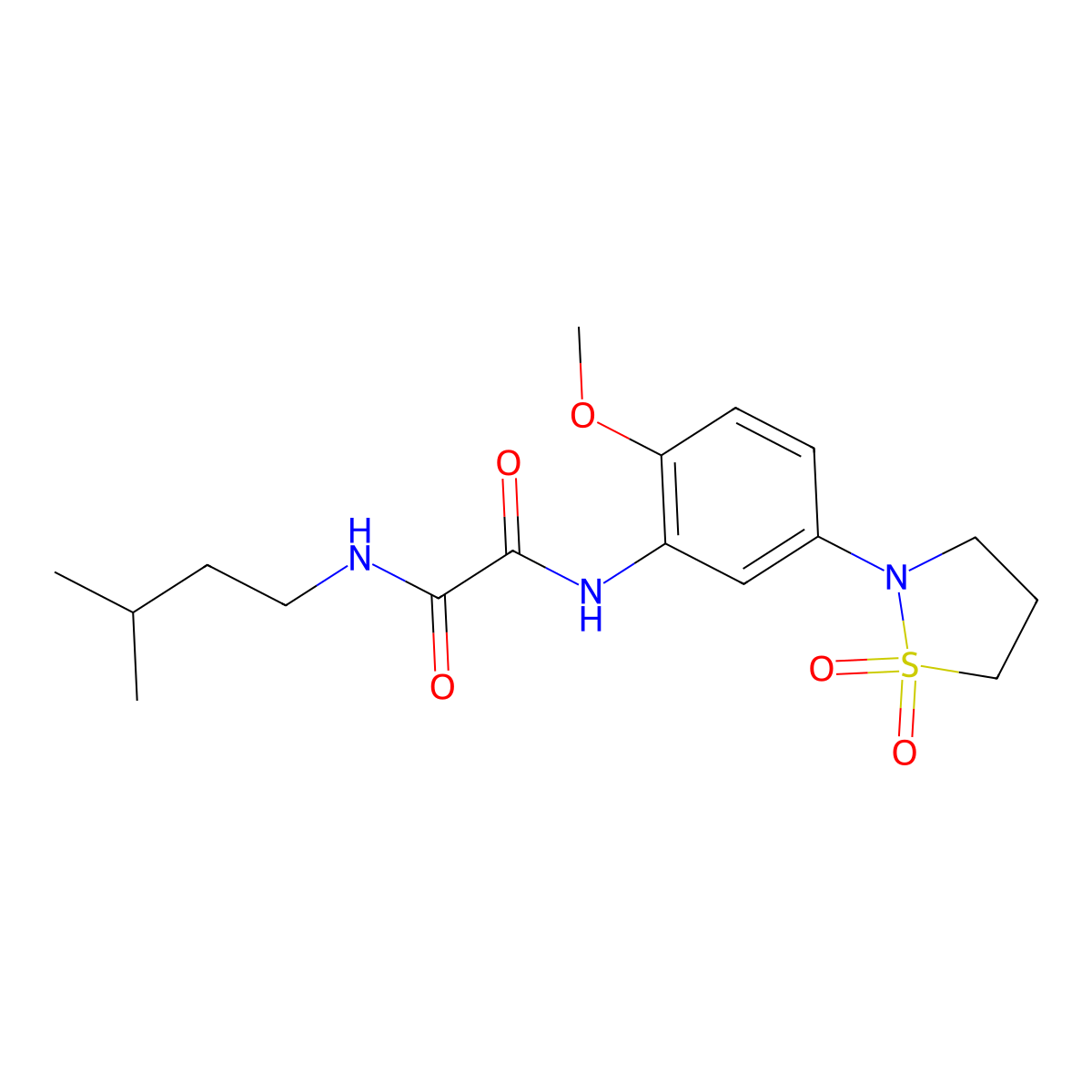 N1-(5-(1,1-dioxidoisothiazolidin-2-yl)-2-methoxyphenyl)-N2-isopentyloxalamide molecular structure, CAS 1105228-94-1