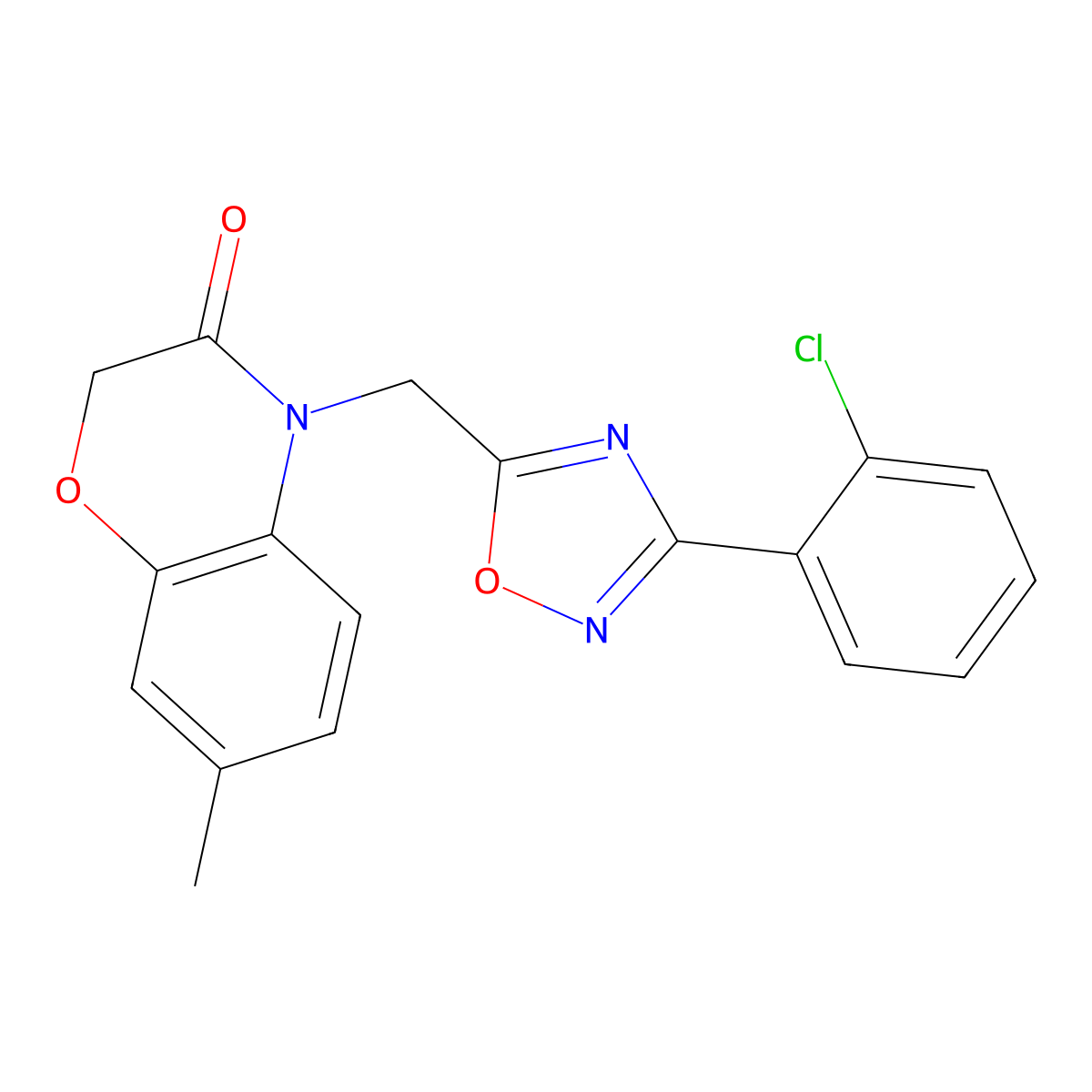 4-((3-(2-chlorophenyl)-1,2,4-oxadiazol-5-yl)methyl)-7-methyl-2H-benzo[b][1,4]oxazin-3(4H)-one molecular structure, CAS 1105228-99-6