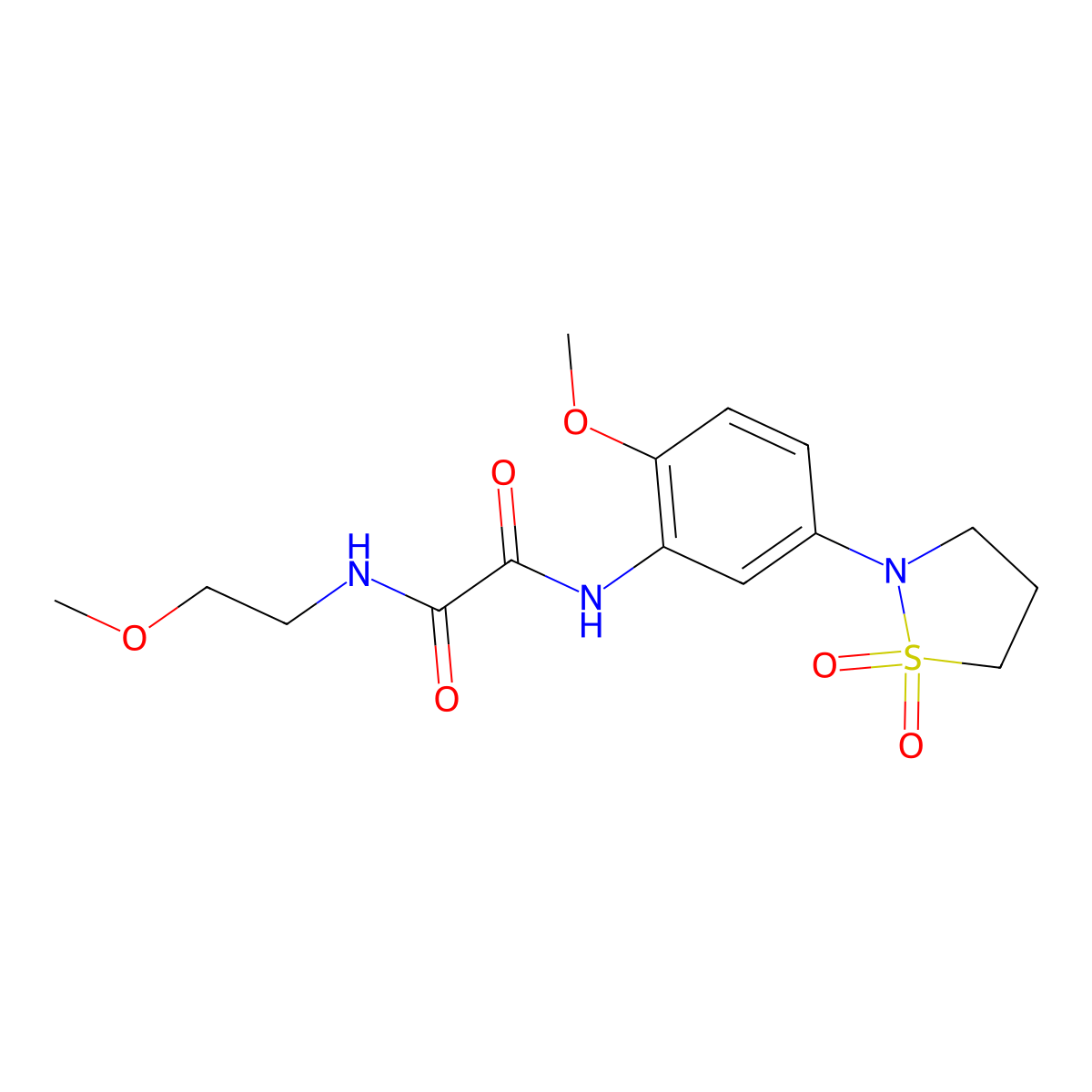 N1-(5-(1,1-dioxidoisothiazolidin-2-yl)-2-methoxyphenyl)-N2-(2-methoxyethyl)oxalamide molecular structure, CAS 1105229-01-3