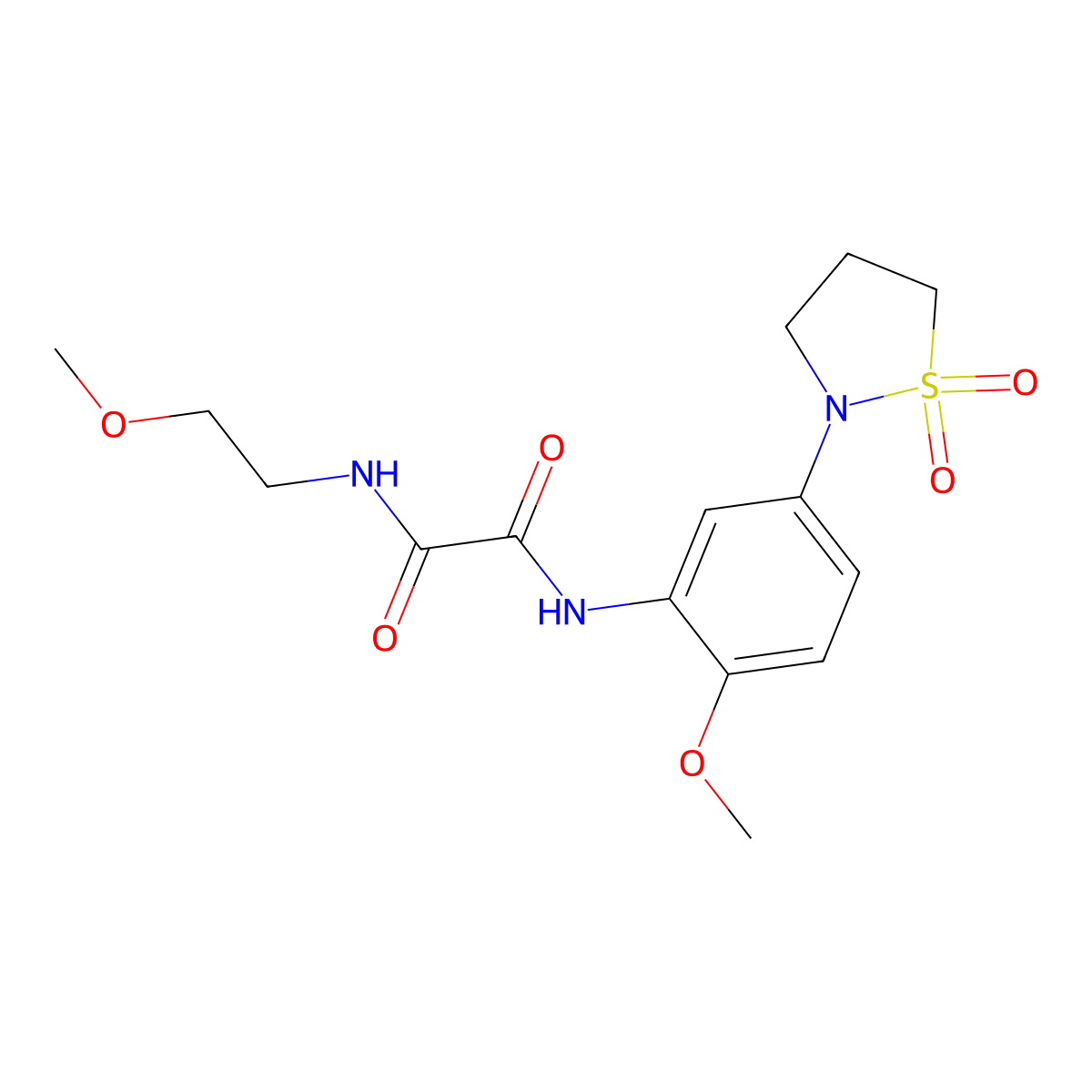 N1-(5-(1,1-dioxidoisothiazolidin-2-yl)-2-methoxyphenyl)-N2-(2-methoxyethyl)oxalamide molecular structure, CAS 1105229-01-3