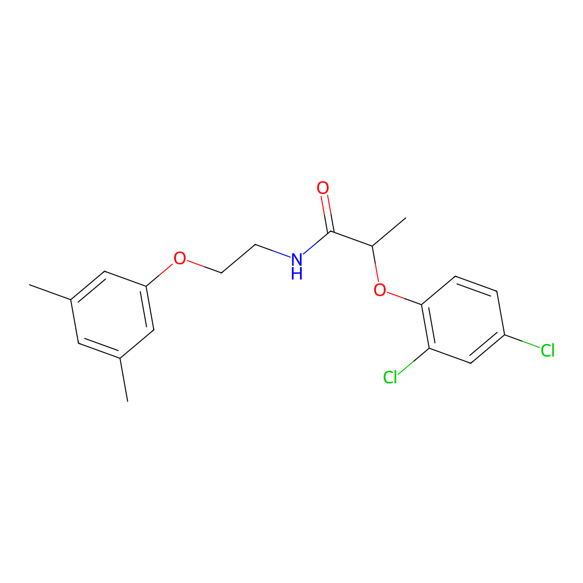 2-(2,4-dichlorophenoxy)-N-[2-(3,5-dimethylphenoxy)ethyl]propanamide molecular structure, CAS 1105229-02-4