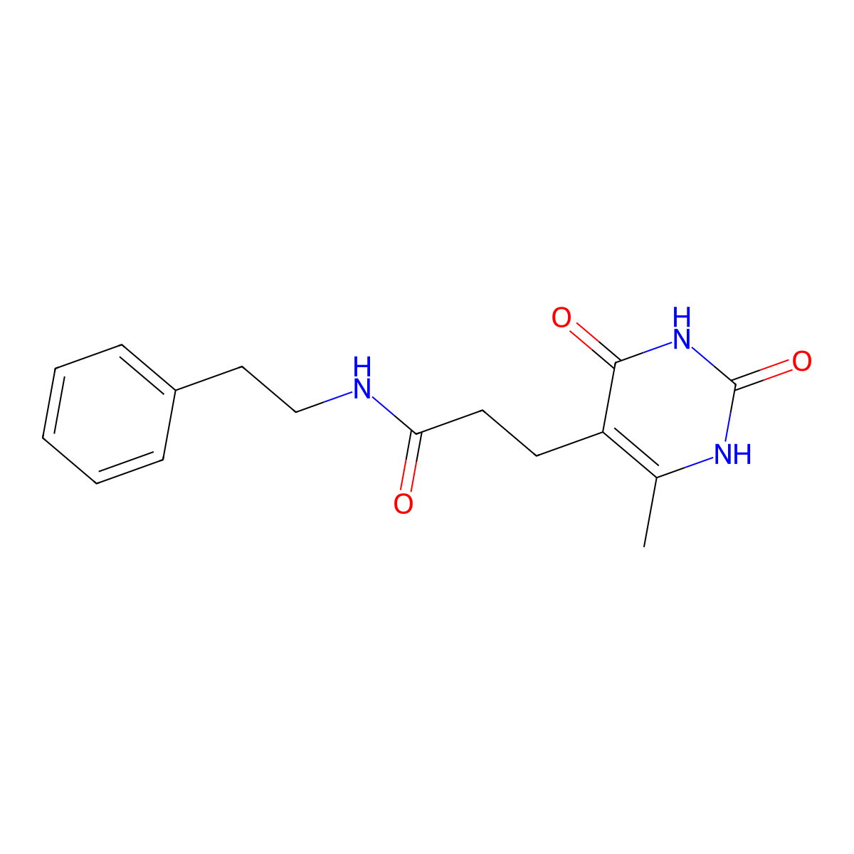 3-(6-methyl-2,4-dioxo-1,2,3,4-tetrahydropyrimidin-5-yl)-N-phenethylpropanamide molecular structure, CAS 1105229-03-5