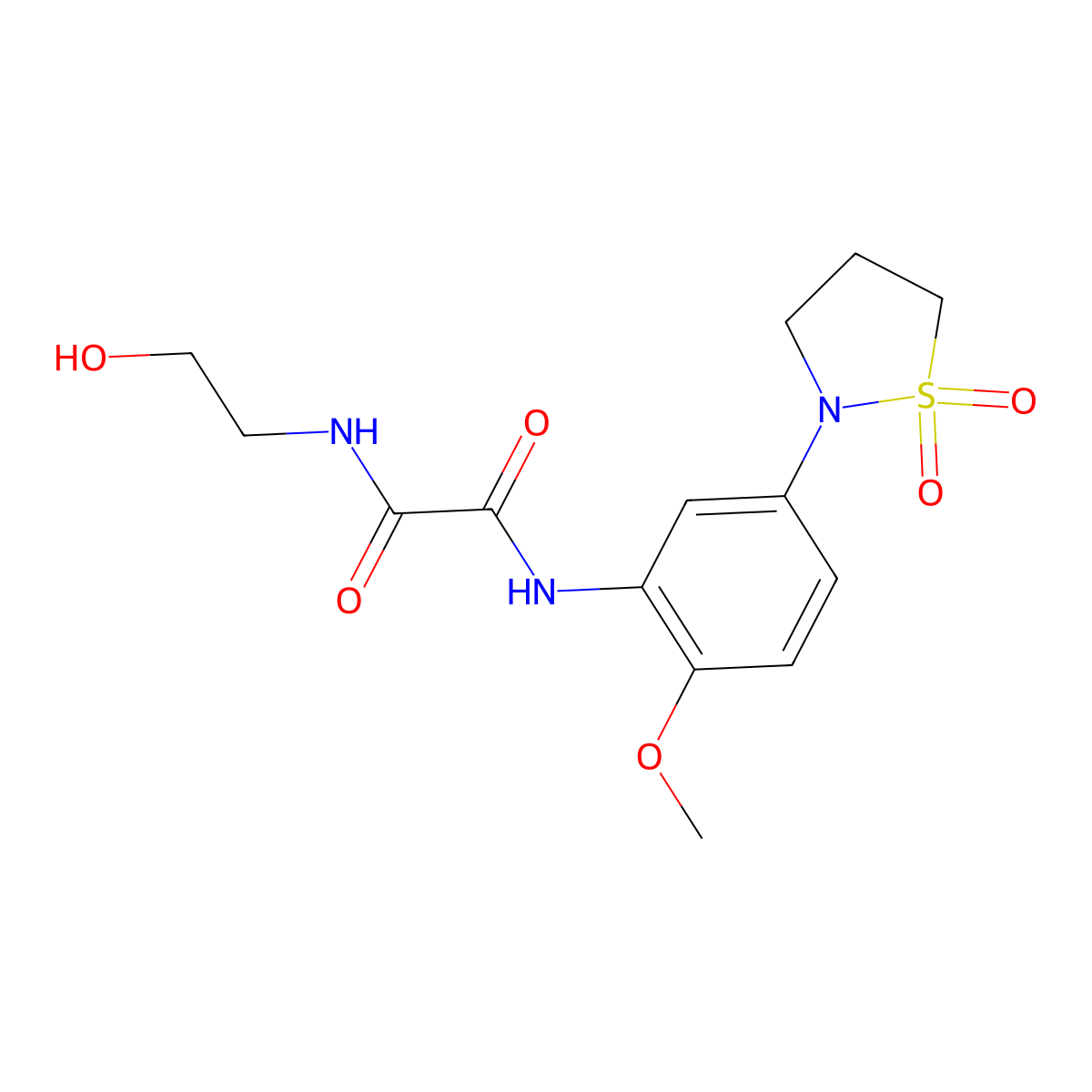 N1-(5-(1,1-dioxidoisothiazolidin-2-yl)-2-methoxyphenyl)-N2-(2-hydroxyethyl)oxalamide molecular structure, CAS 1105229-09-1