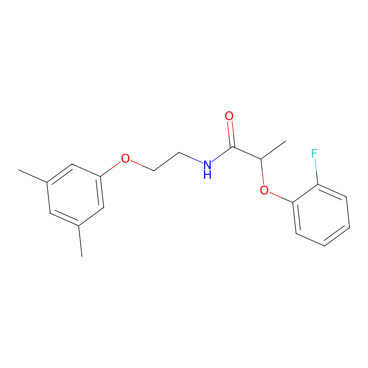 N-[2-(3,5-dimethylphenoxy)ethyl]-2-(2-fluorophenoxy)propanamide molecular structure, CAS 1105229-10-4