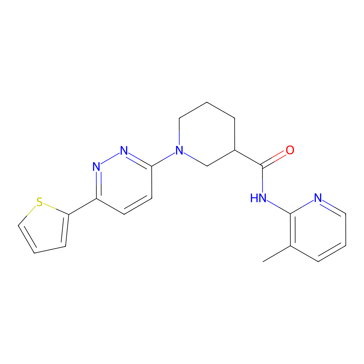 N-(3-methylpyridin-2-yl)-1-[6-(thiophen-2-yl)pyridazin-3-yl]piperidine-3-carboxamide molecular structure, CAS 1105229-16-0