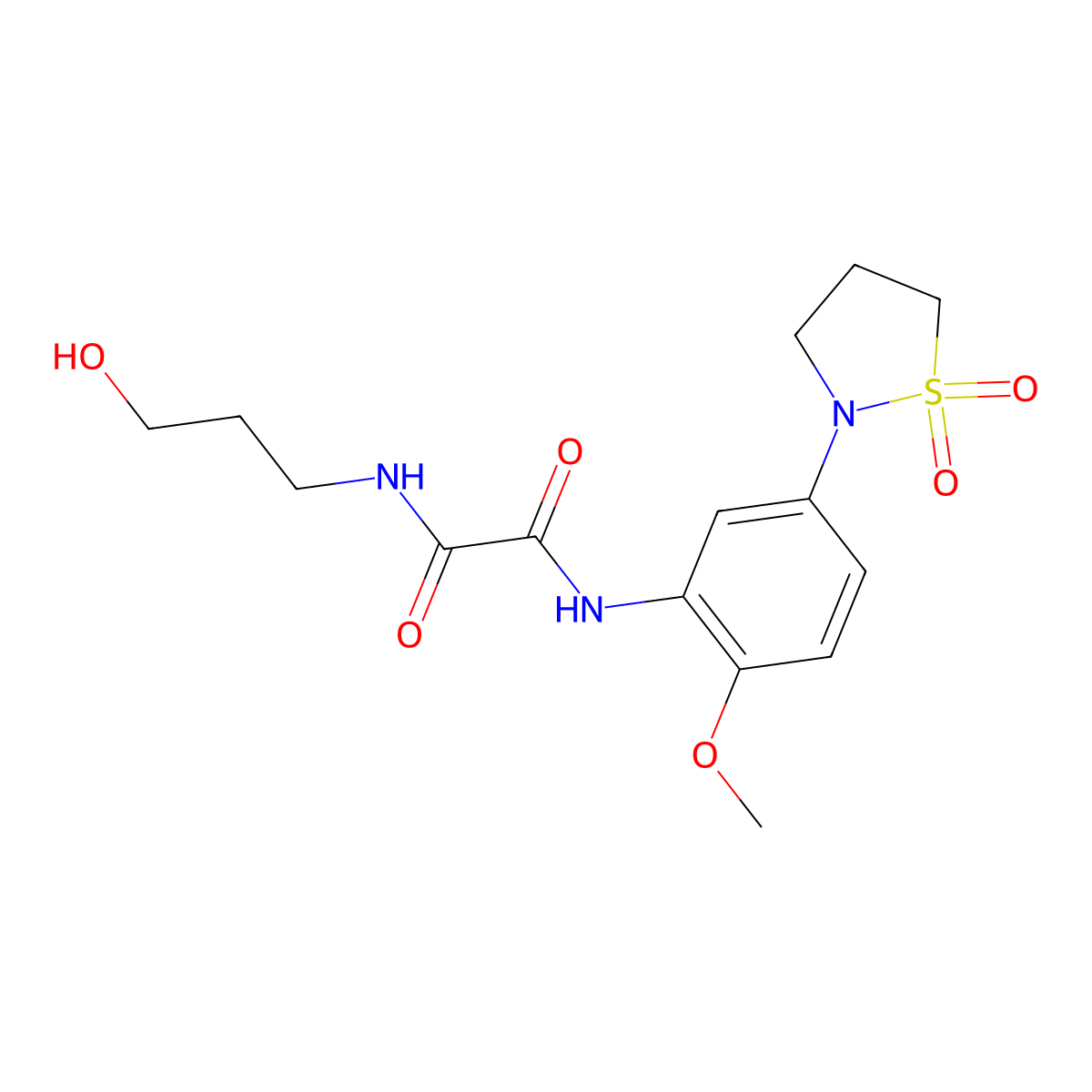 N1-(5-(1,1-dioxidoisothiazolidin-2-yl)-2-methoxyphenyl)-N2-(3-hydroxypropyl)oxalamide molecular structure, CAS 1105229-17-1