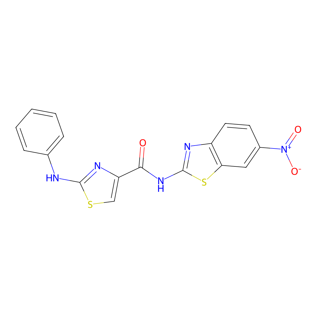 N-(6-nitrobenzo[d]thiazol-2-yl)-2-(phenylamino)thiazole-4-carboxamide molecular structure, CAS 1105229-20-6