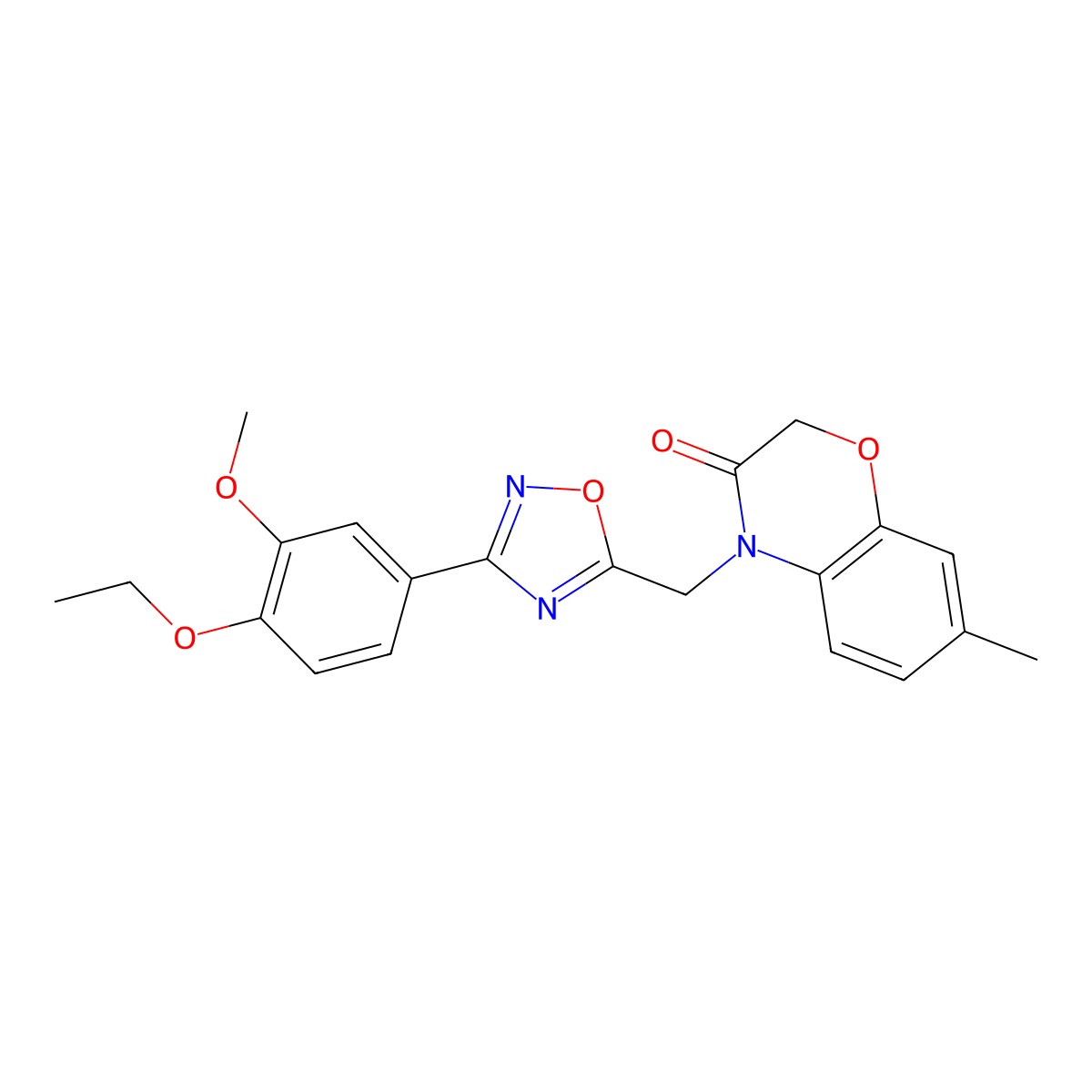 4-((3-(4-ethoxy-3-methoxyphenyl)-1,2,4-oxadiazol-5-yl)methyl)-7-methyl-2H-benzo[b][1,4]oxazin-3(4H)-one molecular structure, CAS 1105229-22-8