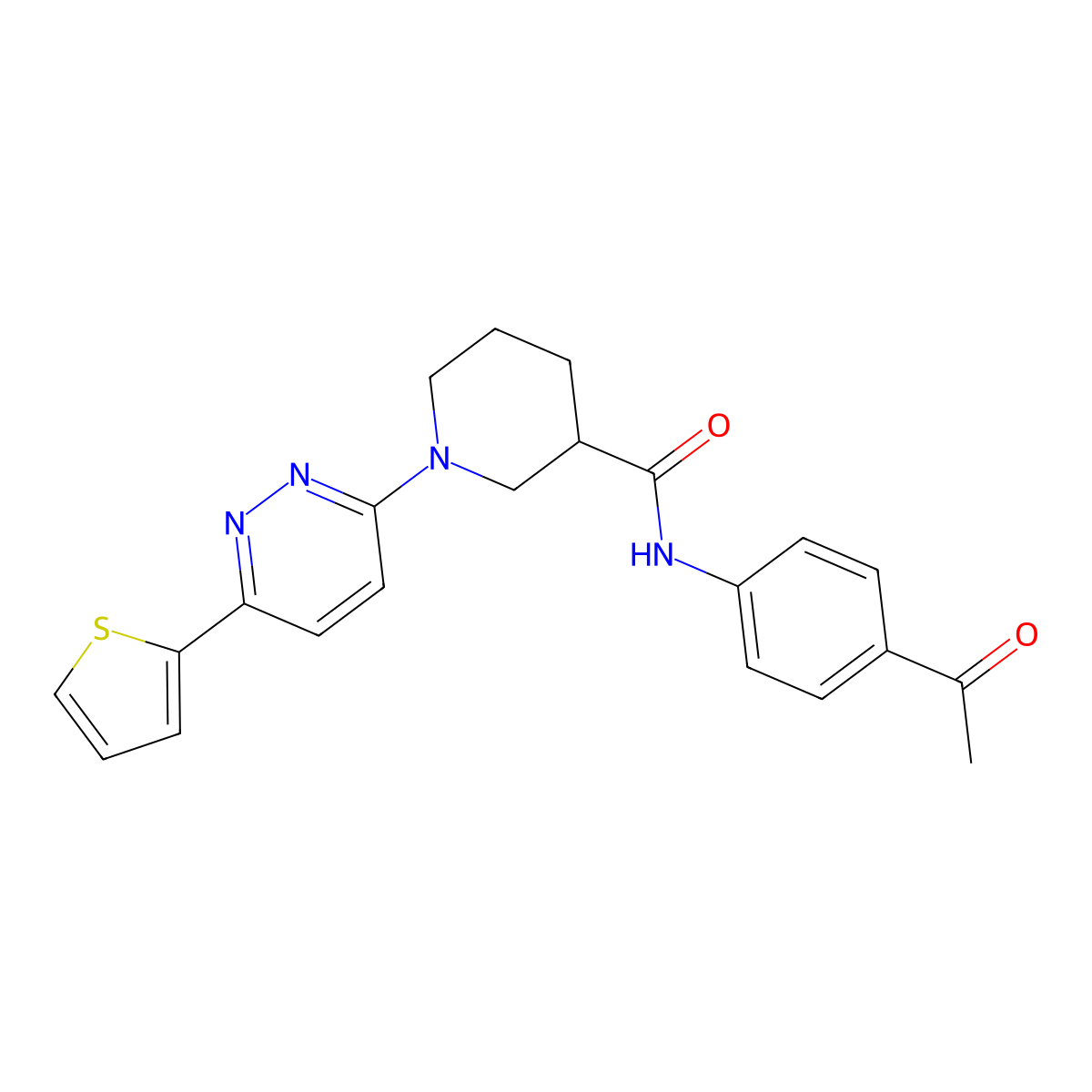N-(4-acetylphenyl)-1-[6-(thiophen-2-yl)pyridazin-3-yl]piperidine-3-carboxamide molecular structure, CAS 1105229-32-0