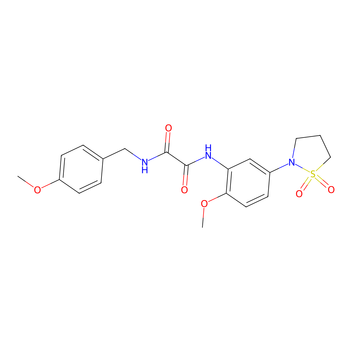N1-(5-(1,1-dioxidoisothiazolidin-2-yl)-2-methoxyphenyl)-N2-(4-methoxybenzyl)oxalamide molecular structure, CAS 1105229-33-1