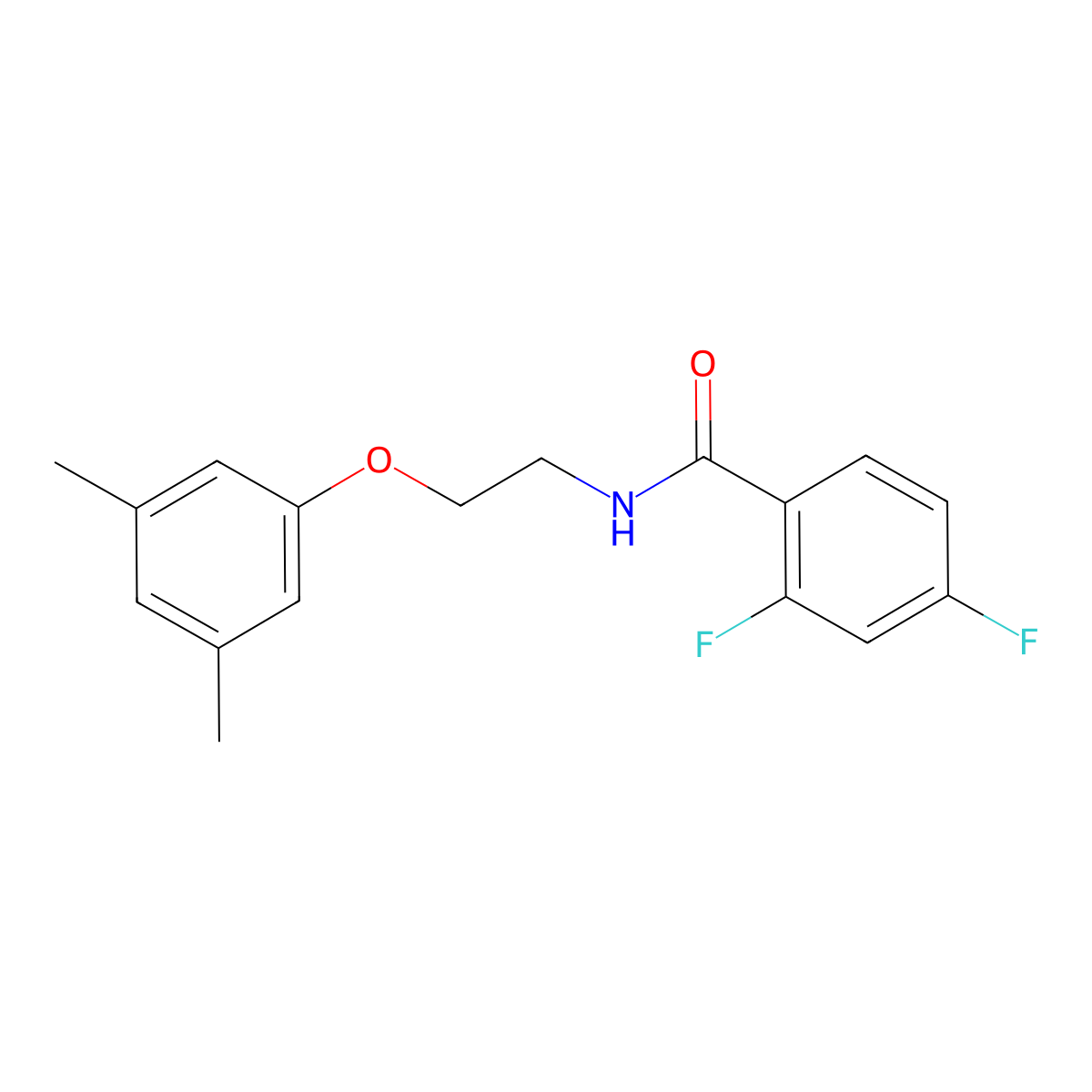 N-[2-(3,5-dimethylphenoxy)ethyl]-2,4-difluorobenzamide molecular structure, CAS 1105229-34-2