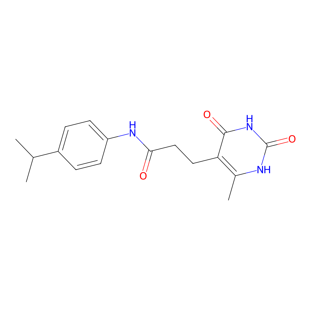 N-(4-isopropylphenyl)-3-(6-methyl-2,4-dioxo-1,2,3,4-tetrahydropyrimidin-5-yl)propanamide molecular structure, CAS 1105229-35-3
