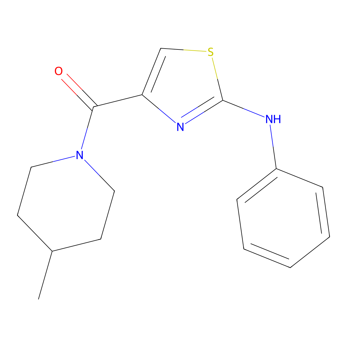 (4-Methylpiperidin-1-yl)(2-(phenylamino)thiazol-4-yl)methanone molecular structure, CAS 1105229-36-4