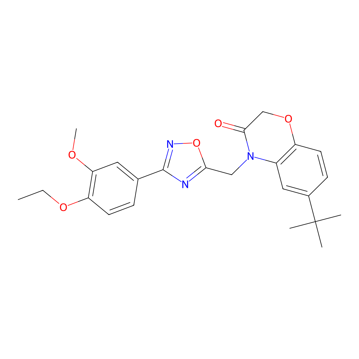 6-(tert-butyl)-4-((3-(4-ethoxy-3-methoxyphenyl)-1,2,4-oxadiazol-5-yl)methyl)-2H-benzo[b][1,4]oxazin-3(4H)-one molecular structure, CAS 1105229-38-6