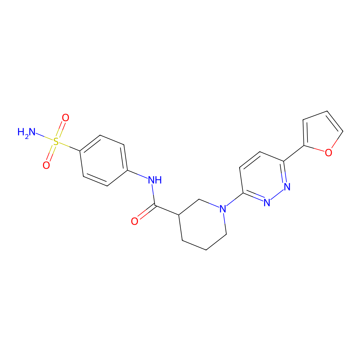 1-[6-(furan-2-yl)pyridazin-3-yl]-N-(4-sulfamoylphenyl)piperidine-3-carboxamide molecular structure, CAS 1105229-40-0
