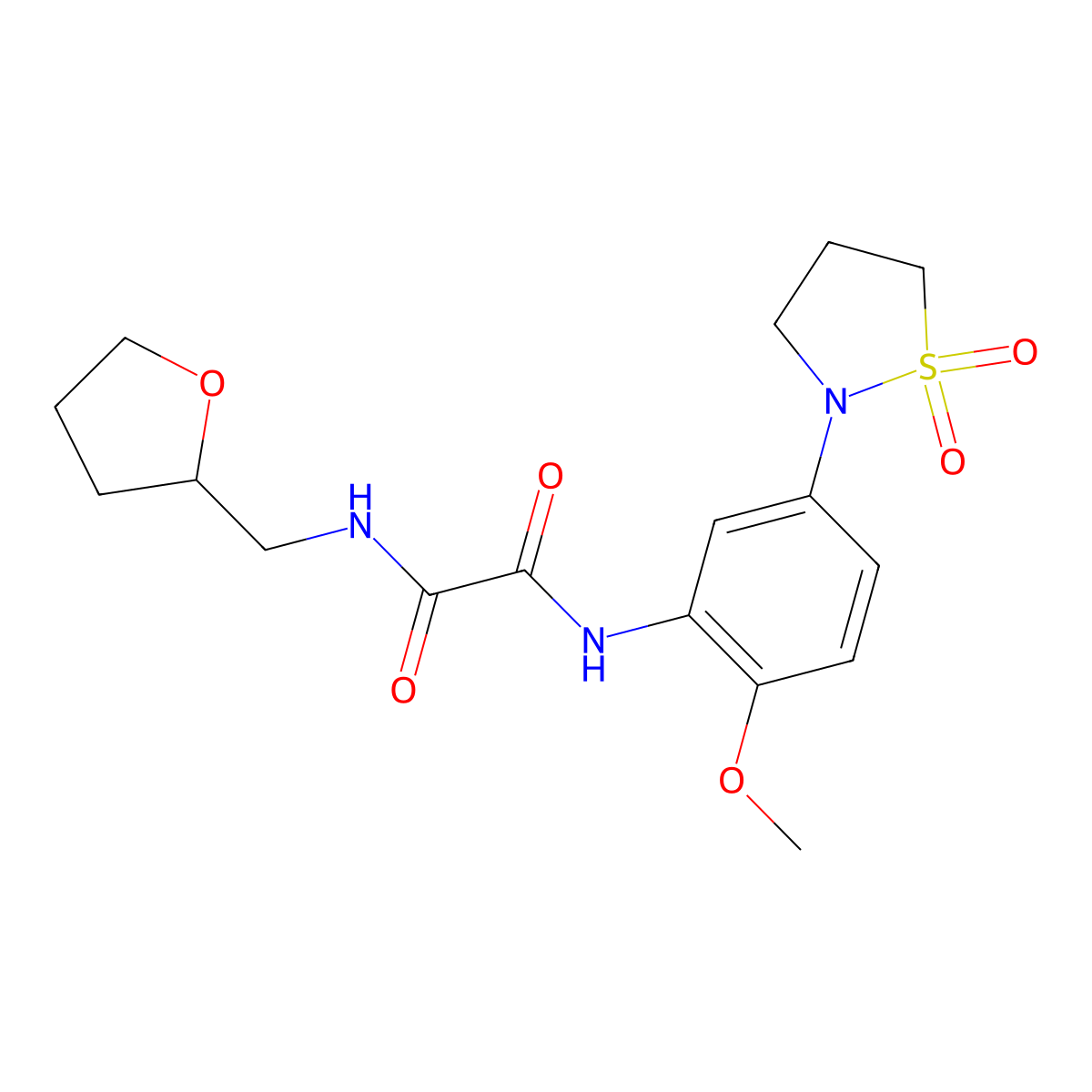 N1-(5-(1,1-dioxidoisothiazolidin-2-yl)-2-methoxyphenyl)-N2-((tetrahydrofuran-2-yl)methyl)oxalamide molecular structure, CAS 1105229-41-1