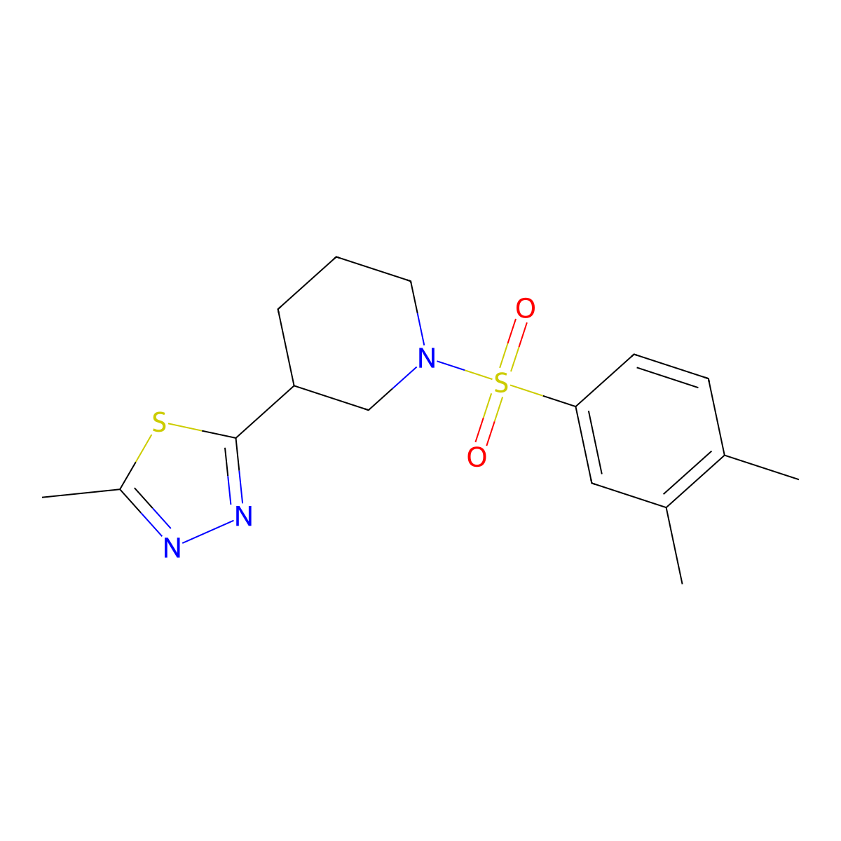 2-(1-((3,4-Dimethylphenyl)sulfonyl)piperidin-3-yl)-5-methyl-1,3,4-thiadiazole molecular structure, CAS 1105229-47-7