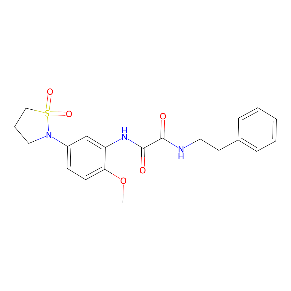 N1-(5-(1,1-dioxidoisothiazolidin-2-yl)-2-methoxyphenyl)-N2-phenethyloxalamide molecular structure, CAS 1105229-49-9