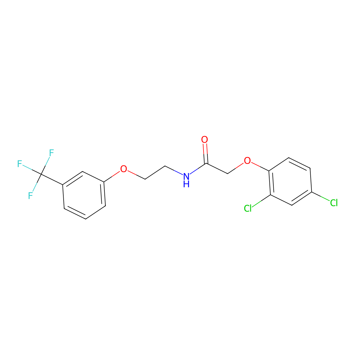 2-(2,4-dichlorophenoxy)-N-(2-(3-(trifluoromethyl)phenoxy)ethyl)acetamide molecular structure, CAS 1105229-50-2