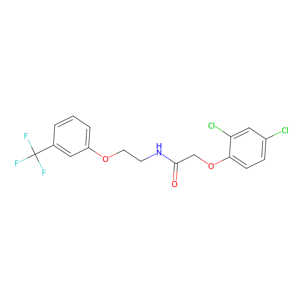2-(2,4-dichlorophenoxy)-N-(2-(3-(trifluoromethyl)phenoxy)ethyl)acetamide molecular structure, CAS 1105229-50-2