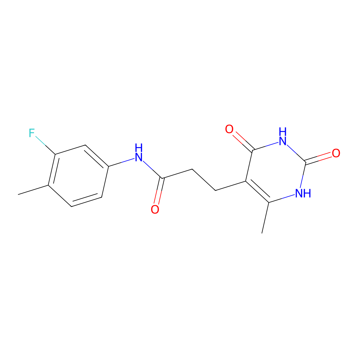 N-(3-fluoro-4-methylphenyl)-3-(6-methyl-2,4-dioxo-1,2,3,4-tetrahydropyrimidin-5-yl)propanamide molecular structure, CAS 1105229-51-3