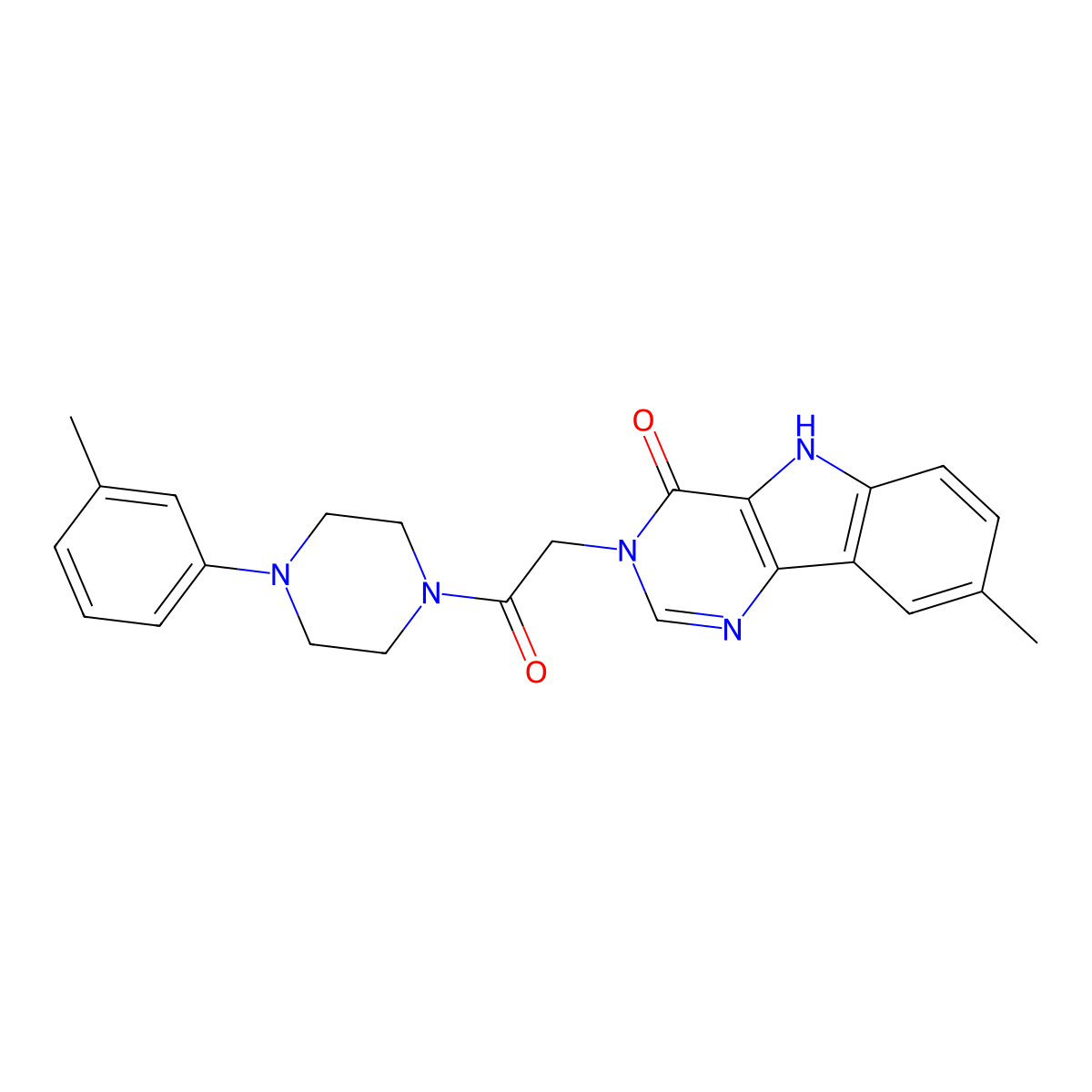 8-methyl-3-(2-oxo-2-(4-(m-tolyl)piperazin-1-yl)ethyl)-3H-pyrimido[5,4-b]indol-4(5H)-one molecular structure, CAS 1105229-54-6