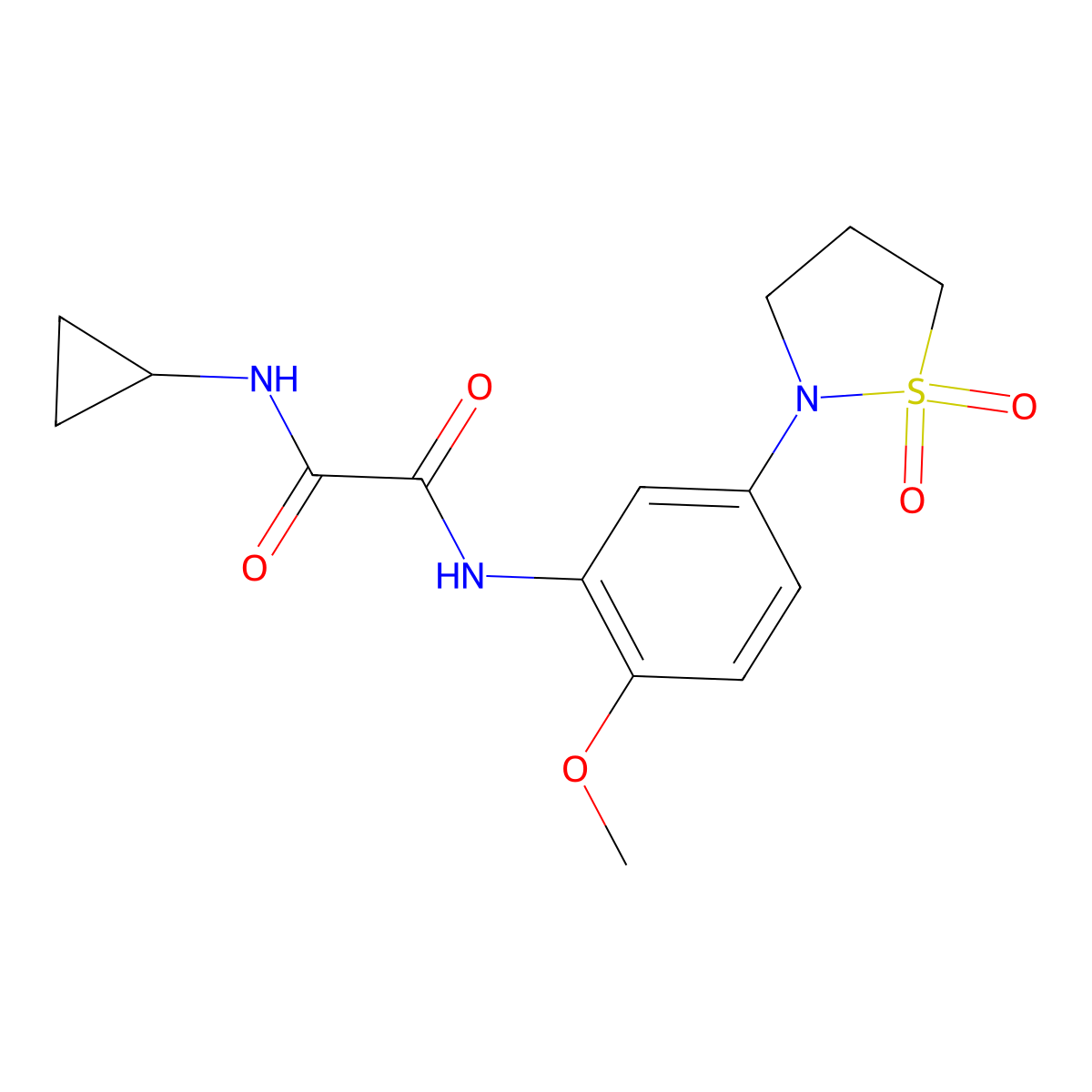 N-cyclopropyl-N'-[5-(1,1-dioxo-1,2-thiazolidin-2-yl)-2-methoxyphenyl]oxamide molecular structure, CAS 1105229-57-9
